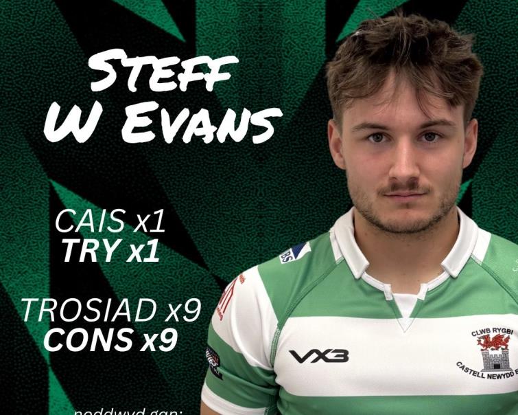  Steff W Evans man of the match for The Dragons. Curtesy Newcastle Emlyn RFC